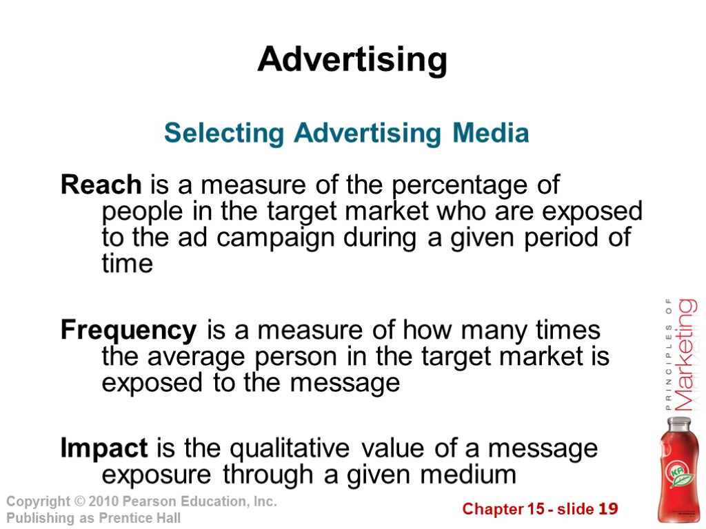 Advertising Reach is a measure of the percentage of people in the target market